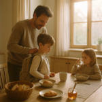 Blide morgenvaner der samler hele familien